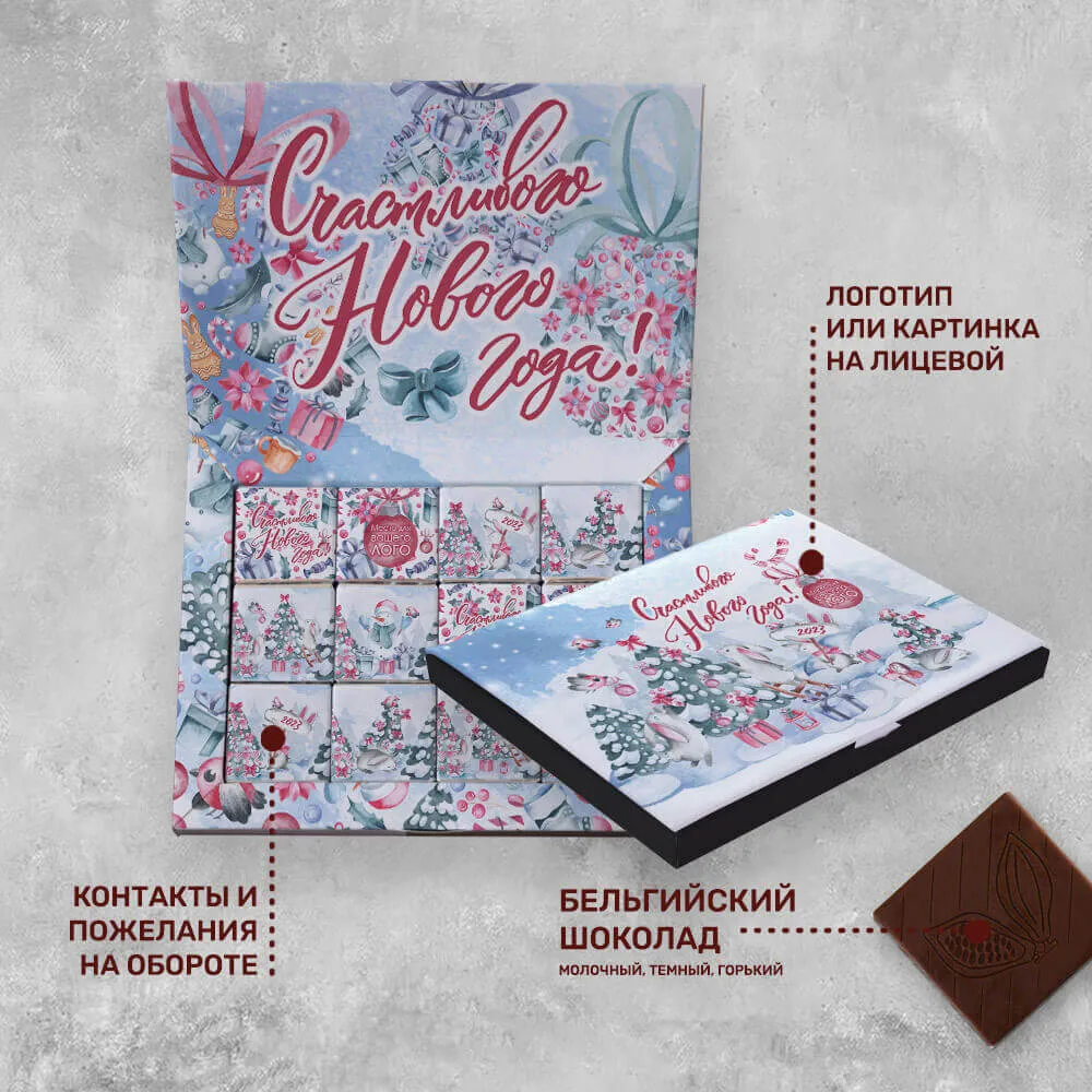 Книга 12 (12 шоколадок 5гр) с логотипом новогодний подарочный