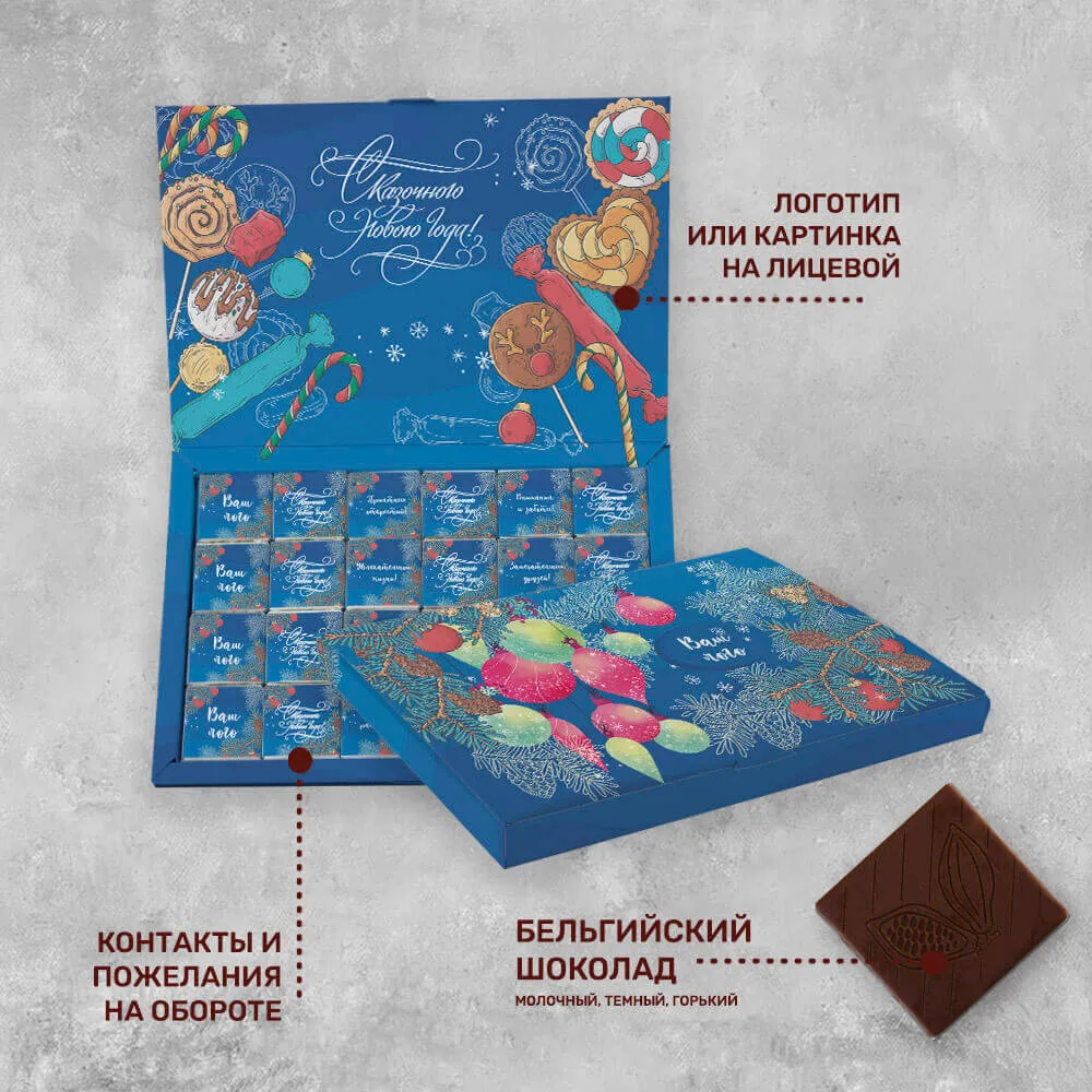 Книга 48 (48 шоколадок 5гр) с логотипом новогодний эксклюзивный